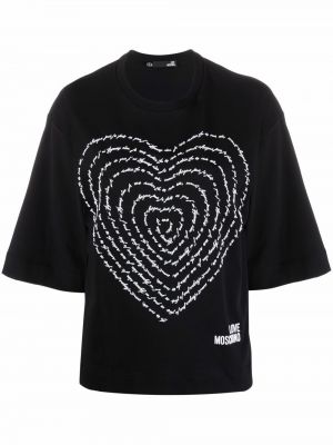 Camiseta con corazón Love Moschino negro