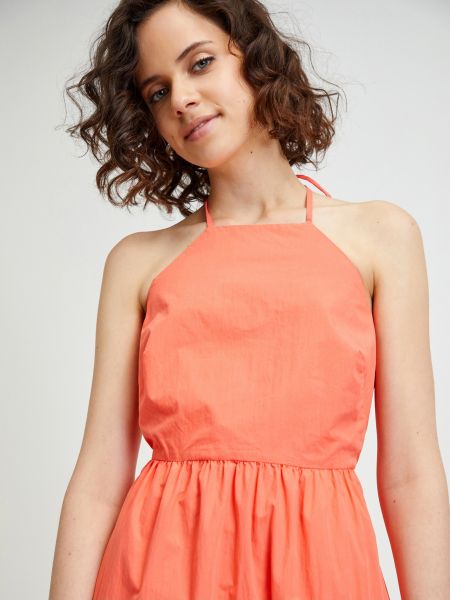 Dlouhé šaty s mašľou s volánmi Gap oranžová