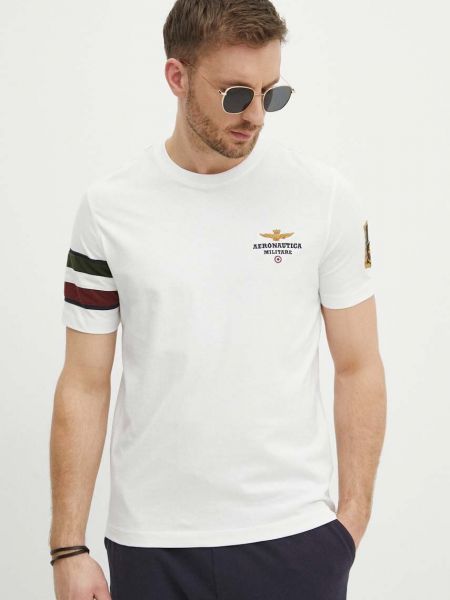 Koszulka bawełniana z dżerseju Aeronautica Militare biała