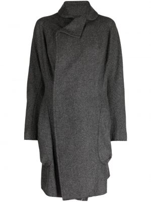 Vilnonis paltas su eglutės raštu Yohji Yamamoto pilka