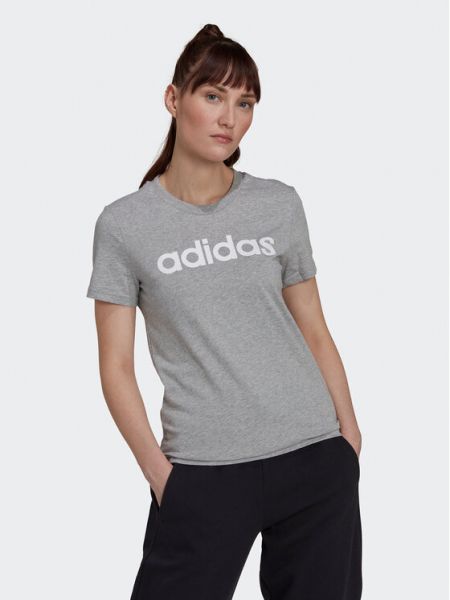 Slim fit priliehavé tričko Adidas sivá