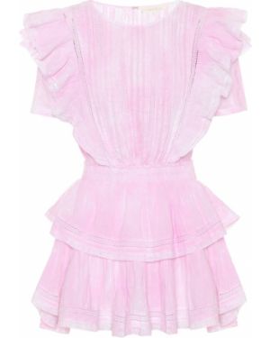 Sukienka mini bawełniana Loveshackfancy Różowa