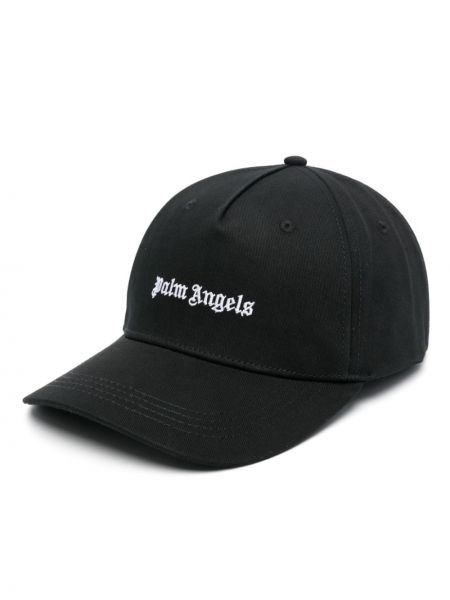 Medvilninis siuvinėtas kepurė su snapeliu Palm Angels juoda