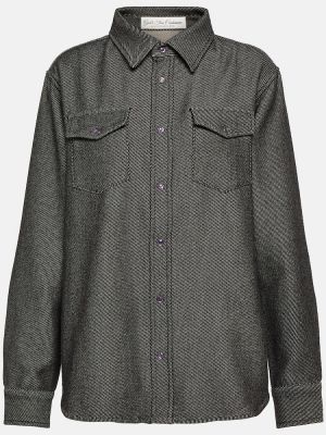 Camisa vaquera de cachemir de algodón con estampado de cachemira God's True Cashmere violeta
