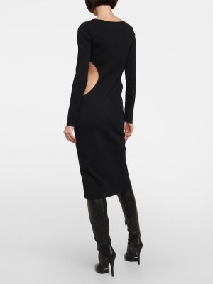 Jedwabna sukienka midi bawełniana Gucci czarna