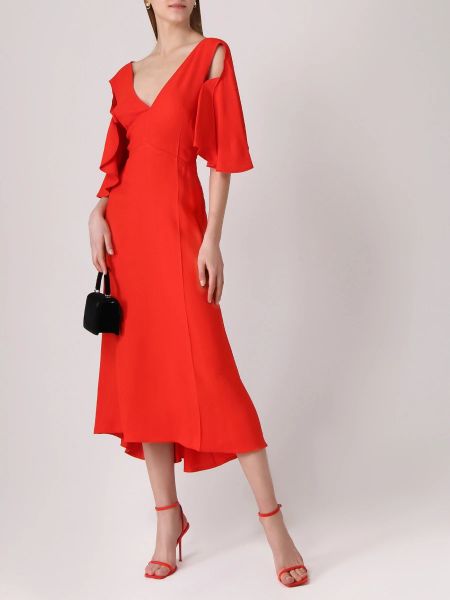 Коктейльное платье из вискозы Victoria Beckham красное
