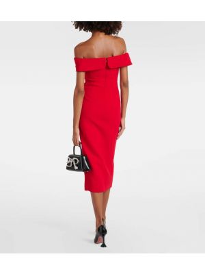 Midi šaty s mašľou Self-portrait červená