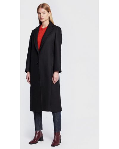 Gyapjú téli kabát Sisley fekete