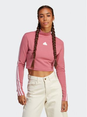 Csíkos slim fit blúz Adidas rózsaszín