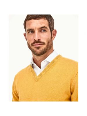 Sweter wełniany Hackett żółty