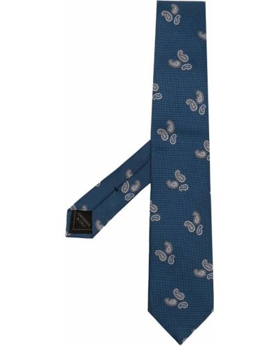 Corbata de seda con estampado con estampado de cachemira Brioni azul