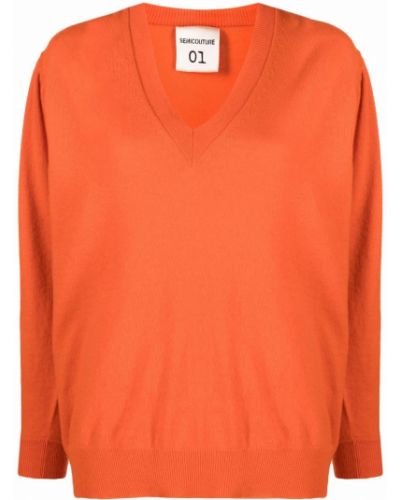 Jersey con escote v de tela jersey Semicouture naranja