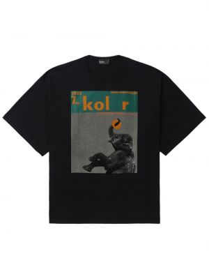 Βαμβακερή μπλούζα με σχέδιο Kolor μαύρο