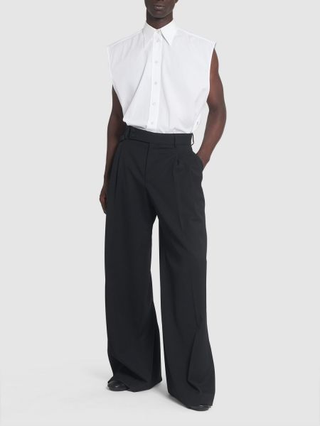 Plisované vlněné kalhoty relaxed fit Dolce & Gabbana černé