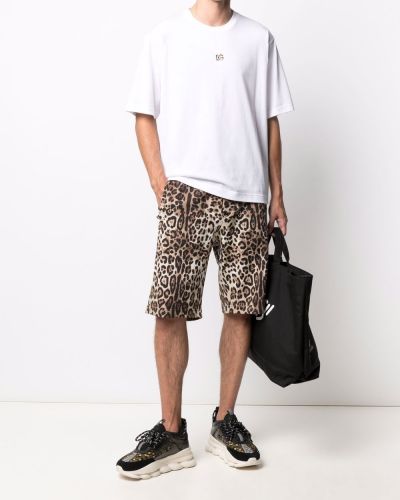 Pantalones cortos deportivos con estampado leopardo Dolce & Gabbana marrón