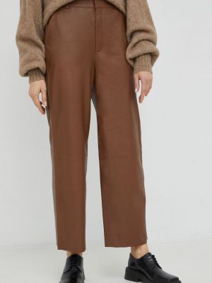 Шкіряні прямі брюки Gestuz коричневі