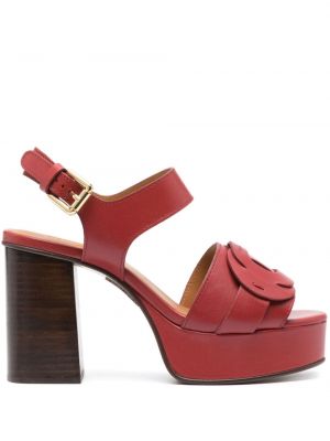 Kožené sandály See By Chloe červené