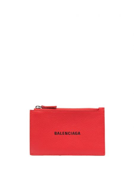 Кожено портмоне с принт Balenciaga червено