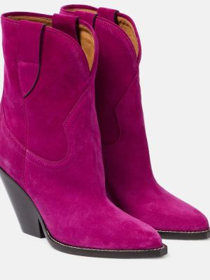 Semišové kotníkové boty Isabel Marant růžové