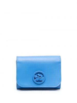 Portfel skórzany Longchamp niebieski