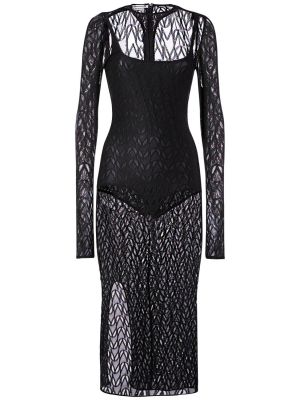 Μακρυμάνικη μίντι φόρεμα από ζέρσεϋ Alessandro Vigilante μαύρο