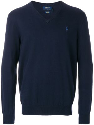 Džemper s vezom s v-izrezom Polo Ralph Lauren plava