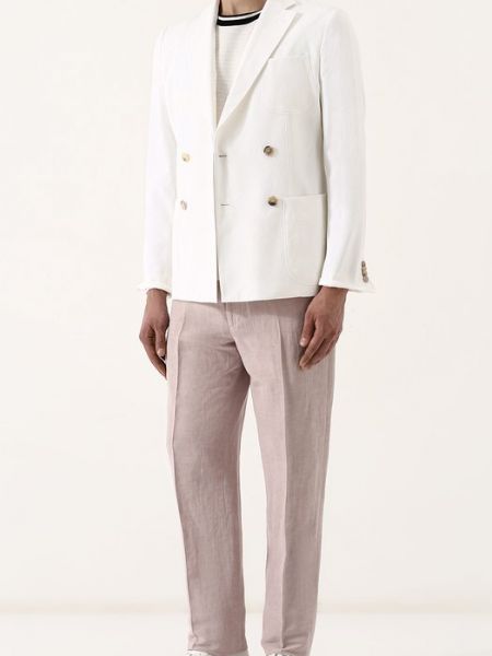 Хлопковый пиджак из вискозы Giorgio Armani белый