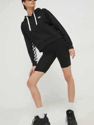 Pamučna hoodie s kapuljačom s printom Vans crna