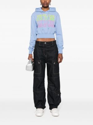 Hoodie en coton à imprimé Versace Jeans Couture bleu