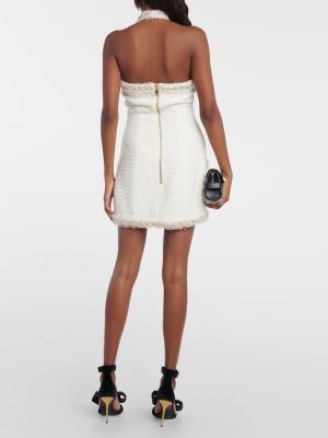 Mini robe à imprimé en tweed Balmain blanc