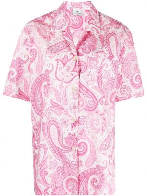 Košeľa na gombíky s potlačou s paisley vzorom Etro ružová