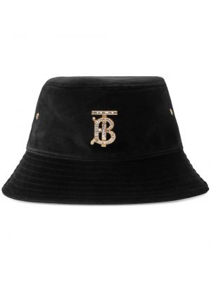 Aksamitny kapelusz z kryształkami Burberry czarny