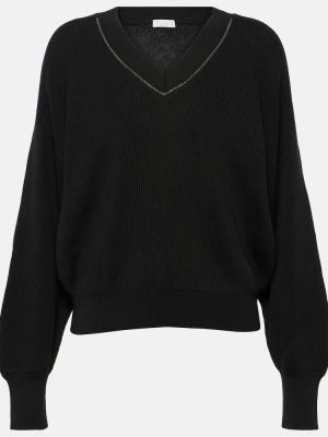 Jersey de algodón de tela jersey Brunello Cucinelli negro