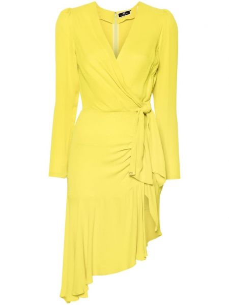 Žluté krepové asymetrické midi šaty Elisabetta Franchi
