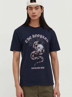 Bombažna majica The Kooples modra