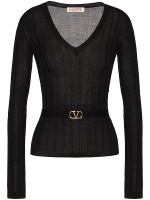 Sweter wełniany Valentino czarny
