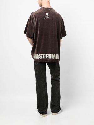 T-shirt brodé en velours Mastermind World marron
