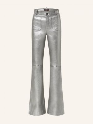Spodnie skórzane Stouls srebrne