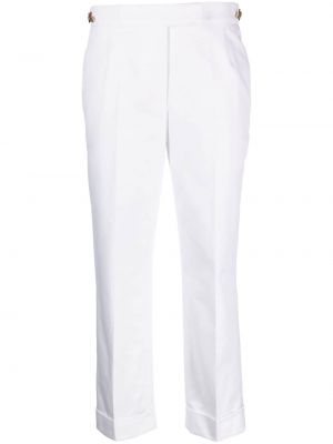 Bavlněné kalhoty s knoflíky s kapsami Thom Browne - bílá