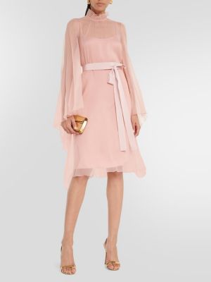 Selyem mini ruha Max Mara rózsaszín