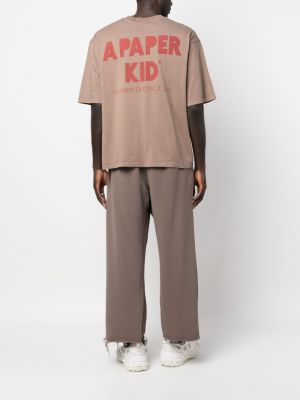 T-shirt à imprimé A Paper Kid marron