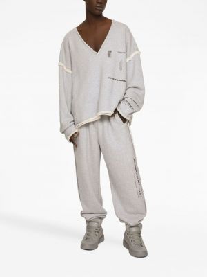 Pantalon de joggings en coton à imprimé Dolce & Gabbana gris
