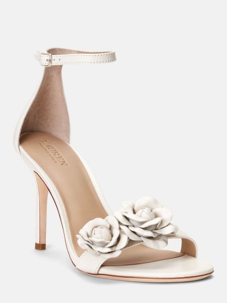 Босоножки на каблуке в цветочек на высоком каблуке Lauren Ralph Lauren белые