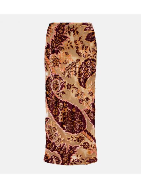 Jacquard paisley fløjl midi nederdel Etro