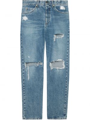 Obnosené džínsy s rovným strihom Gucci modrá