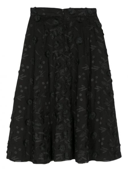 Květinové bavlněné midi sukně Seventy černé