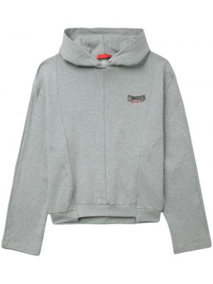 Pamučna hoodie s kapuljačom s vezom Commission siva