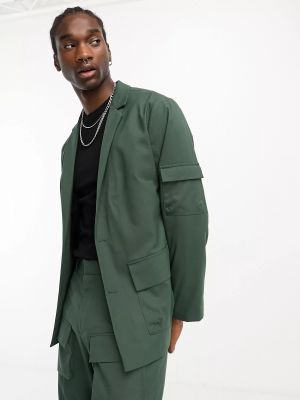 Костюмный пиджак оверсайз с карманами Asos зеленый