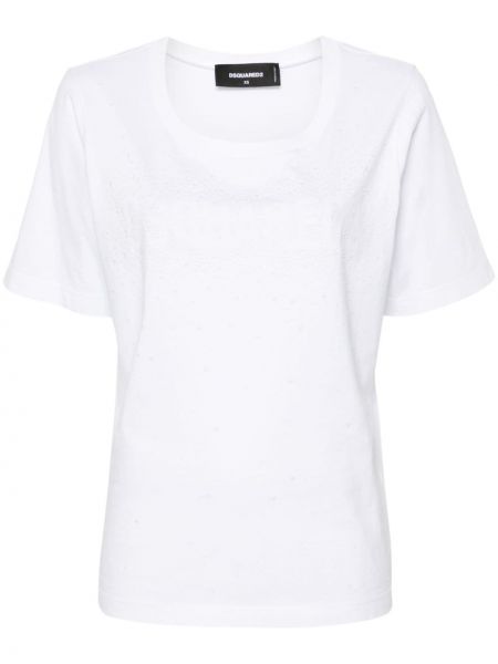 T-shirt à imprimé en cristal Dsquared2 blanc