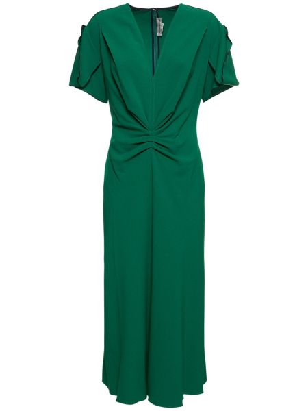 V-hals ull dress Victoria Beckham grønn